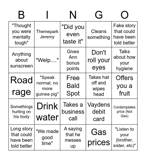 Jerry bingo Card