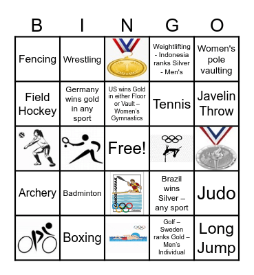 2024 Summer Olympic Bingo Card