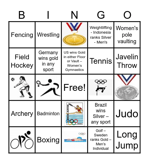 2024 Summer Olympic Bingo Card