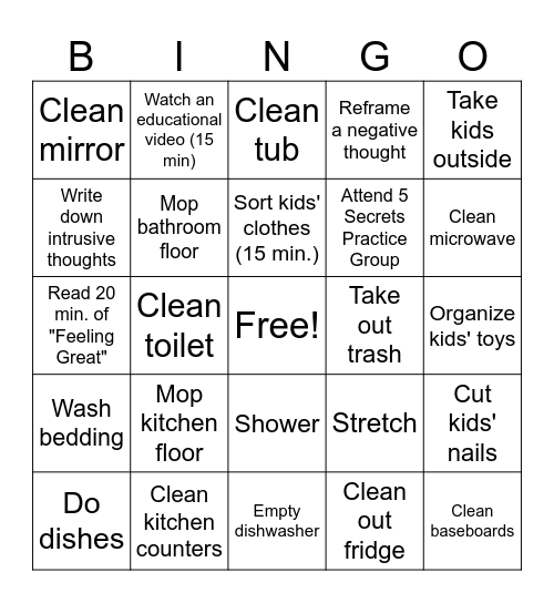 In-the-Moment Mindfulness Bingo Card