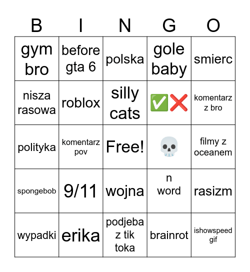 rol;ki Bingo Card