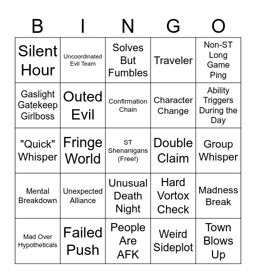 Long Game 18 Bingo Card