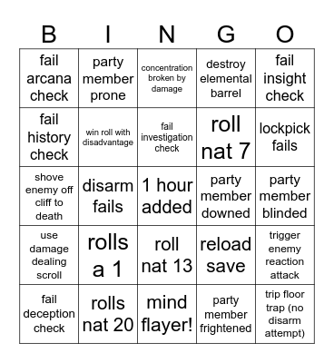 BG3 Bingo Card