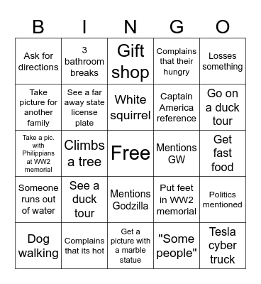 D.C. Bingo Card