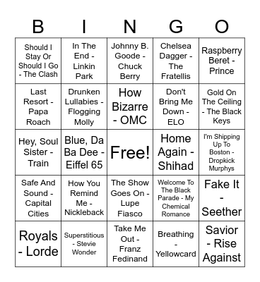 Music Bingo June 30 2024 Bingo Card
