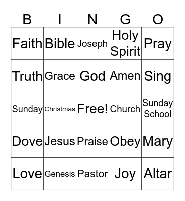 Church Bingo Card