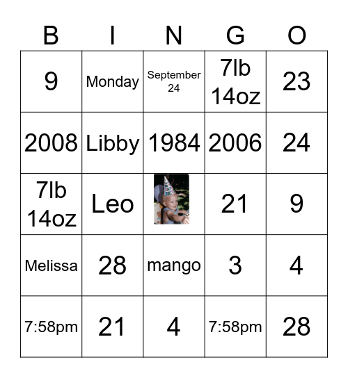Jeff's 40th BINGO Card