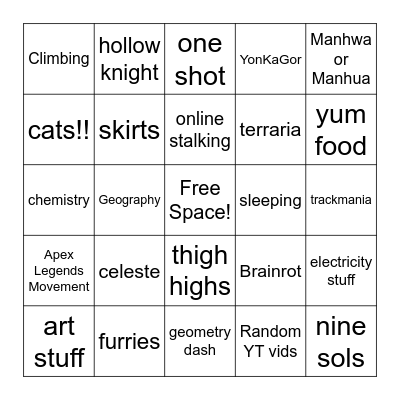 how many interests or whatever do you share with meee Bingo Card