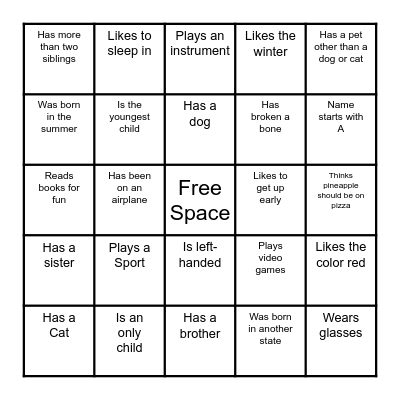 Find Someone Who... Bingo Card