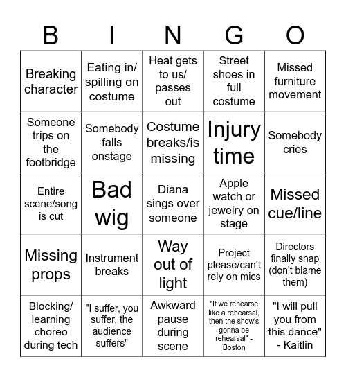 Music Man Bingo Card