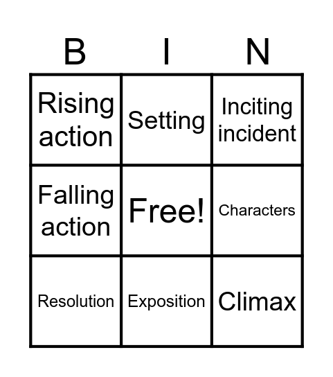 Plot Elements Bingo Card