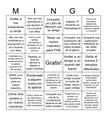 Manía Misionera Bingo Card
