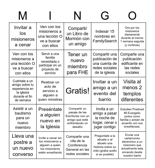 Manía Misionera Bingo Card