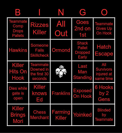 Dead by Daylight Bingo (Anniversary Edition) Bingo Card