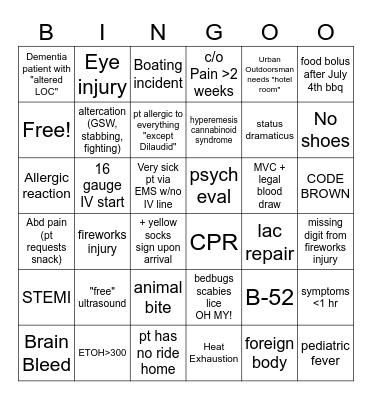 ER July 4th BINGO Card