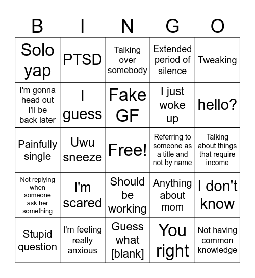 Bunnie Bingo Card