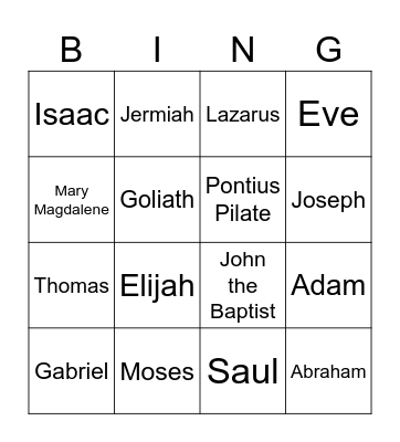 People in the Bible Bingo Card