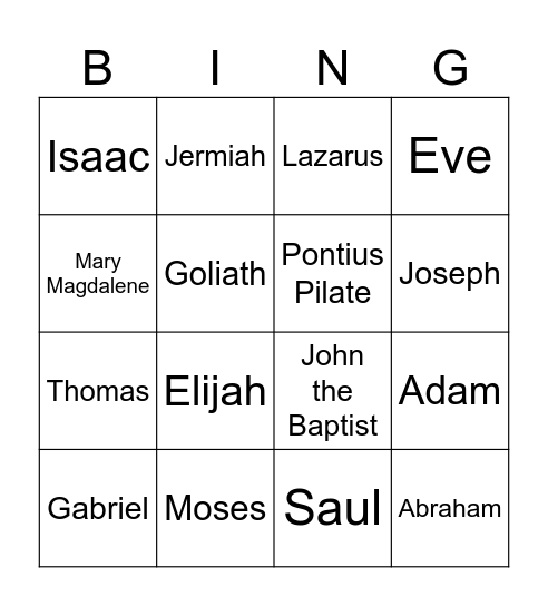 People in the Bible Bingo Card