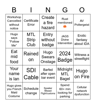 REcon 2024 Bingo Card