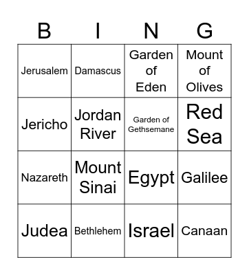 Places in the Bible Bingo Card