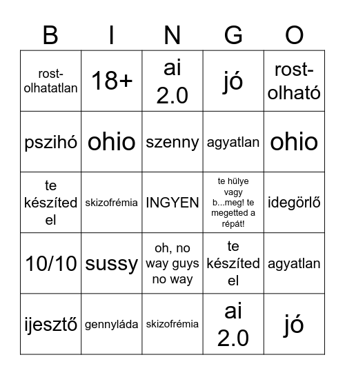 C.AI Bingo Card