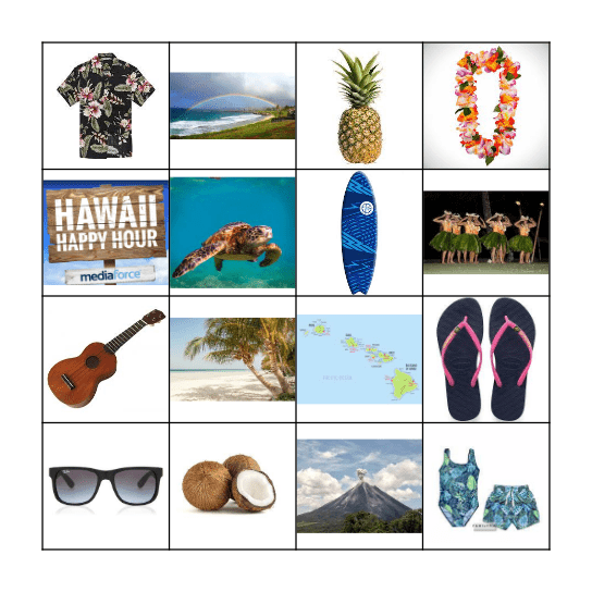 Hawaii Bingo Card