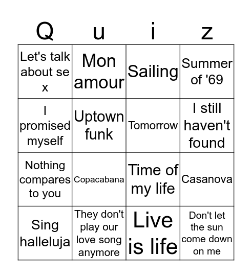 Refreinen Bingo Card