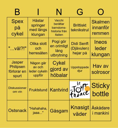 TOUR DE FRANCE 2024 Bingo Card