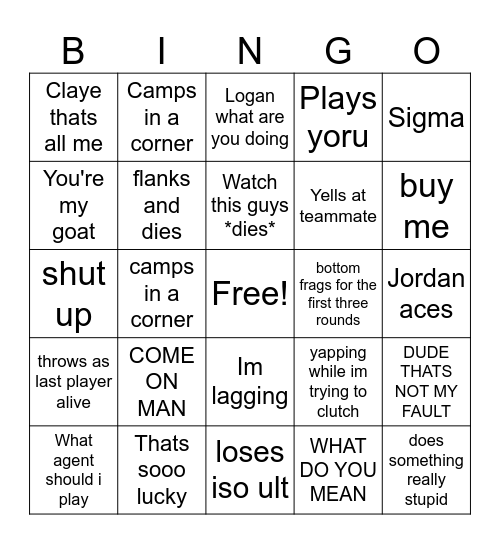 Jordan bingo Card