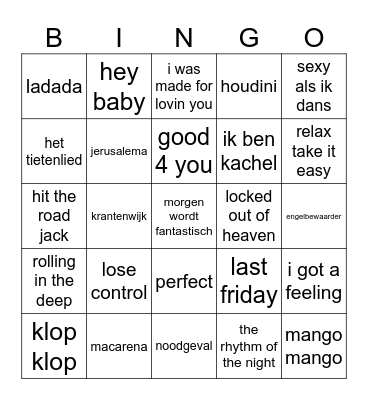 muziek  Bingo Card