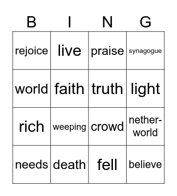 13th Sunday in Ordinary Time year B Bingo Card