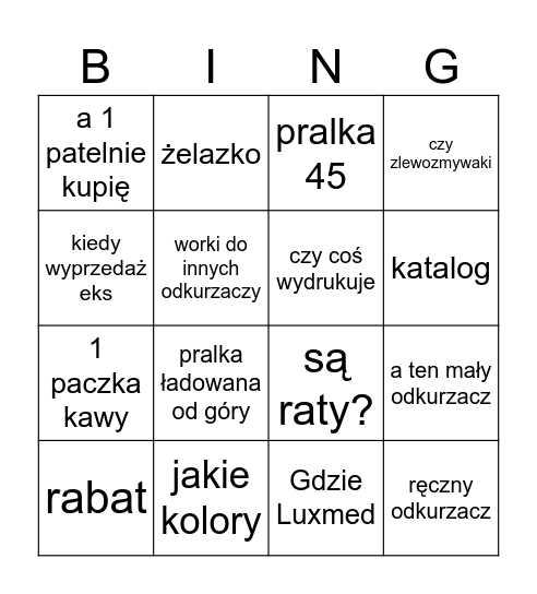 Miele Bingo Card