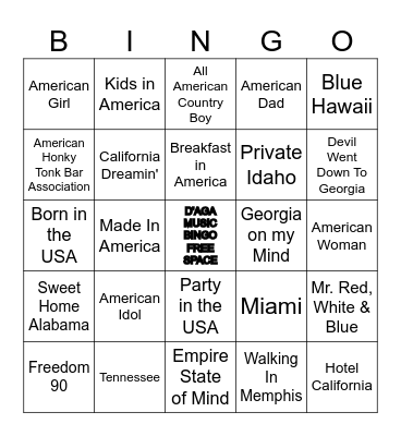 'MERICA! Bingo Card