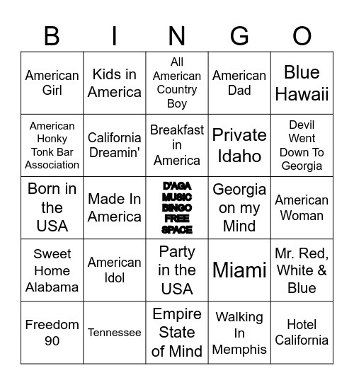 'MERICA! Bingo Card