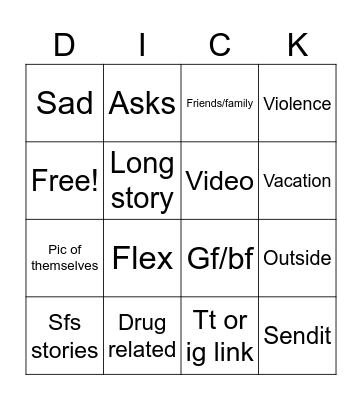 Snap stories Bingo Card