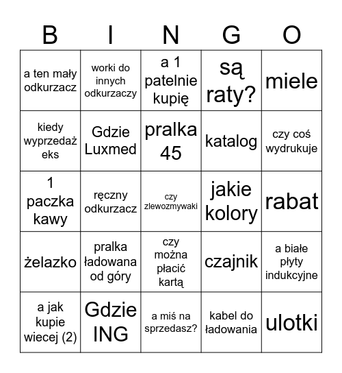 Miele Bingo Card