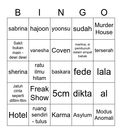 top Bingo Card