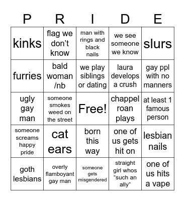 anna laura pride bingo Card