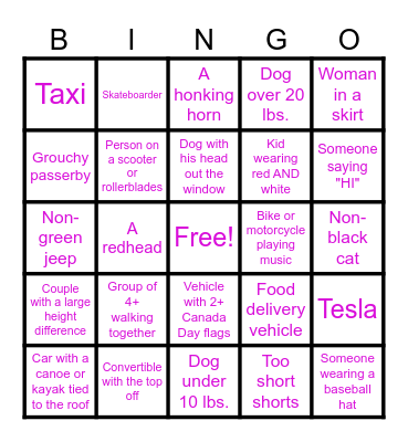 Porch Bingo Card