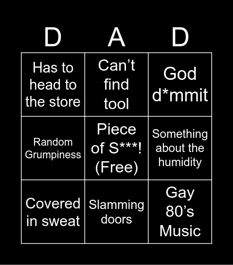 Dad Bingo Card