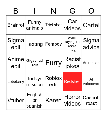 YT Shorts Bingo Card
