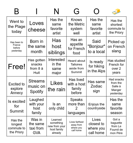 Tufts Summit Human Bingo Card
