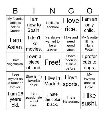 Teacher Trivia Bingo Card