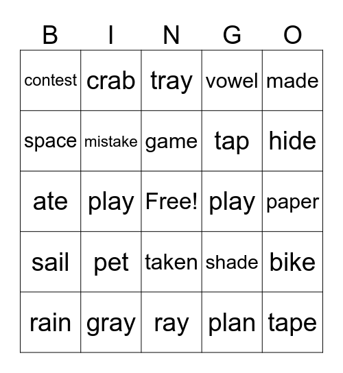 Review Bingo Card