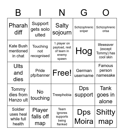 Overwat Bingo Card