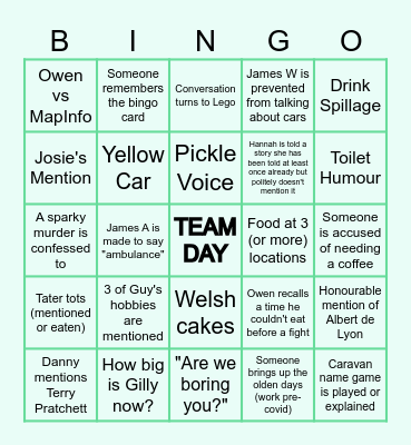 Wales & West BINGO Card