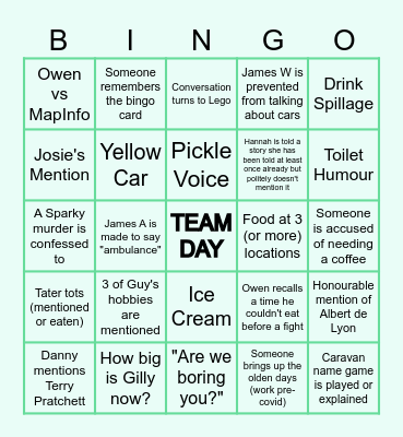 Wales & West BINGO Card