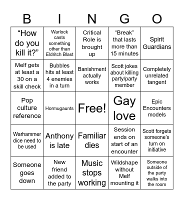 DND Bingo Card