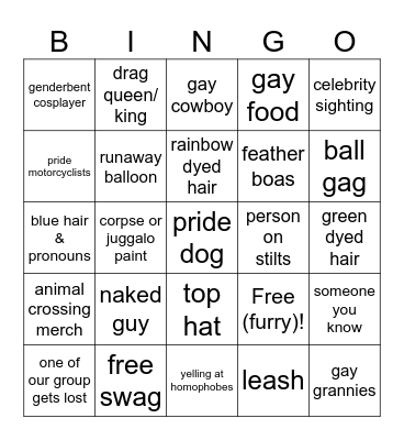 Pride Bingo Card