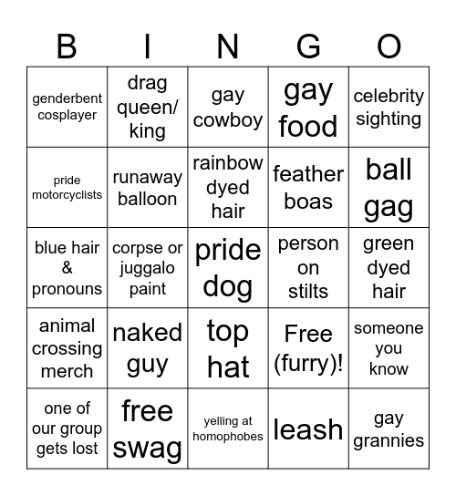 Pride Bingo Card